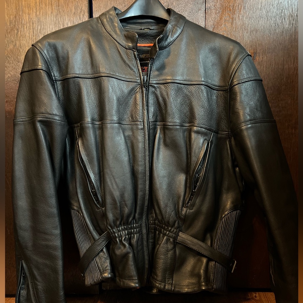 Mens Heavy Black Leather Motorcycle Rider Jacket
